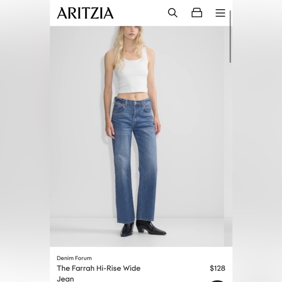 NWOT The Farrah Wide Leg Denim Forum button fly high rise blue denim jeans - Picture 1 of 14